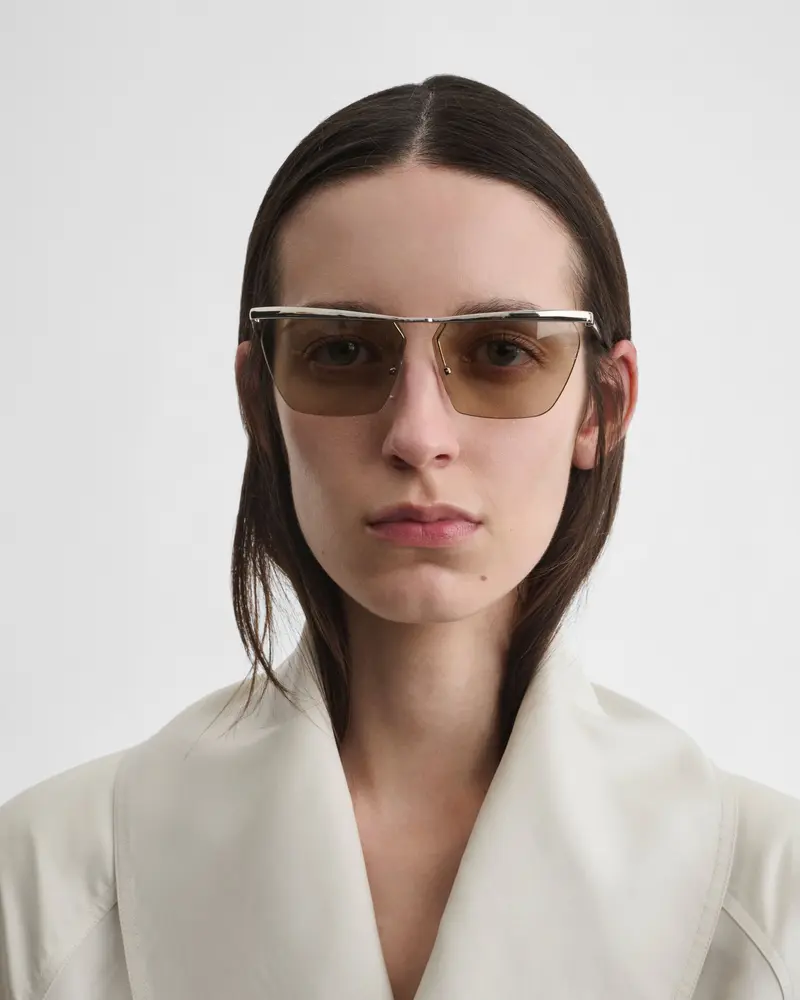 Palladium Mono-Frame Aviator Sunglasses With Grey Lenses