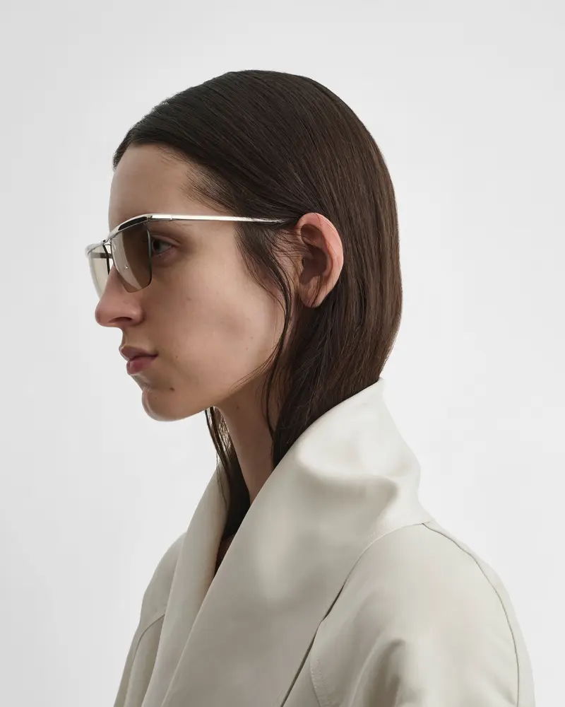Palladium Mono-Frame Aviator Sunglasses With Grey Lenses
