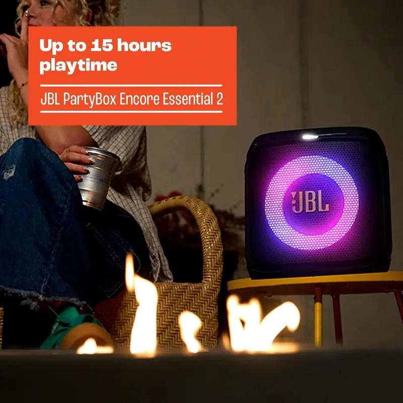 PartyBox Encore Essential 2 Portable Bluetooth Speaker — 15-Hour Playtime & IPX4 Water Resistance