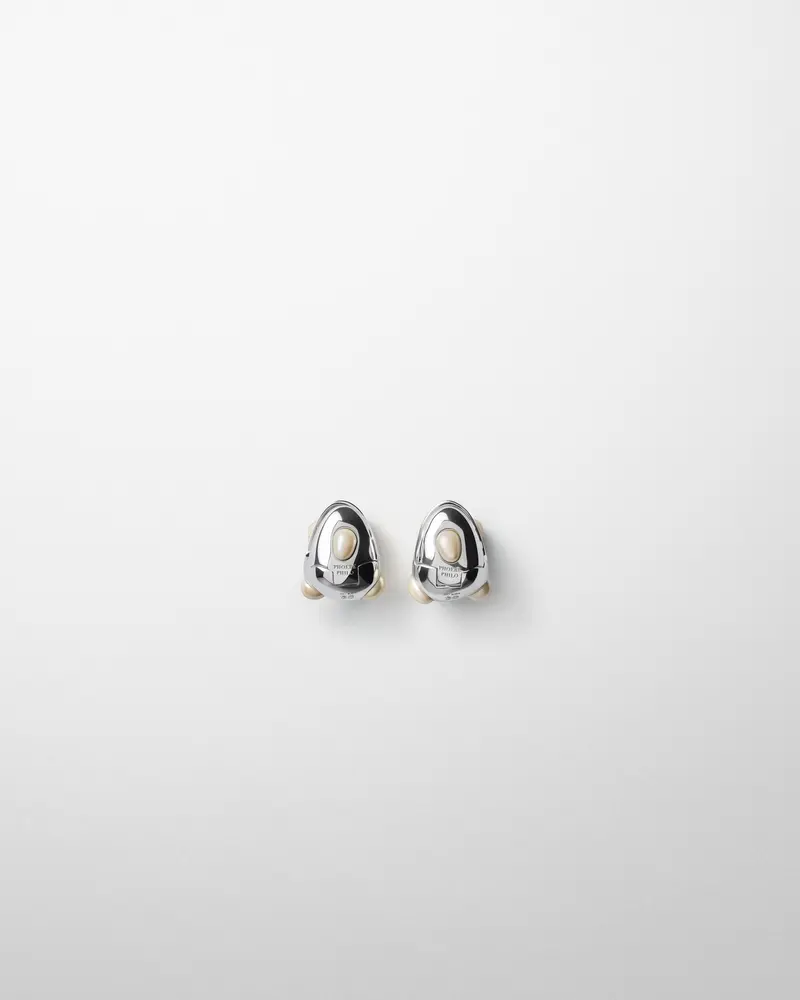 Pearlescent Pebble Stud Earrings In Sterling Silver 2