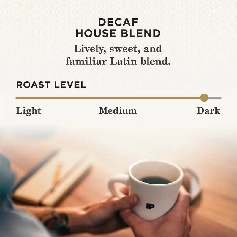 Peet’s Decaf House Blend Dark Roast K-Cup Pods – 88-Pack (4 Boxes × 22), USDA Organic Certified