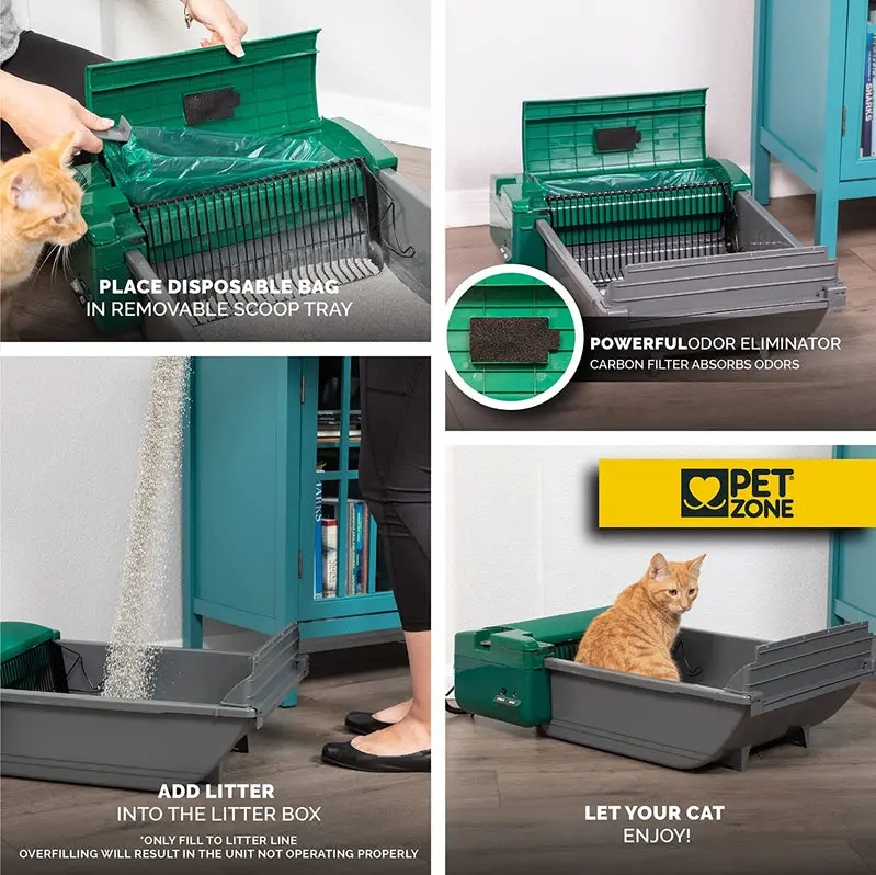 Pet Zone Smart Scoop Self-Cleaning Litter Box – No Subscription or Refills Needed