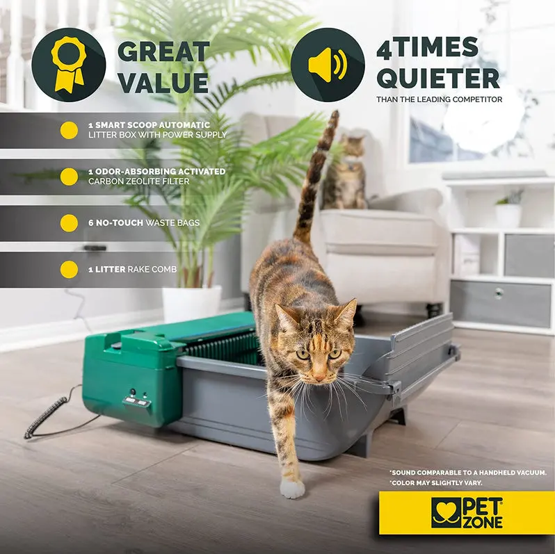Pet Zone SmartScoop Automatic Self-Cleaning Litter Box – Refill-Free Operation