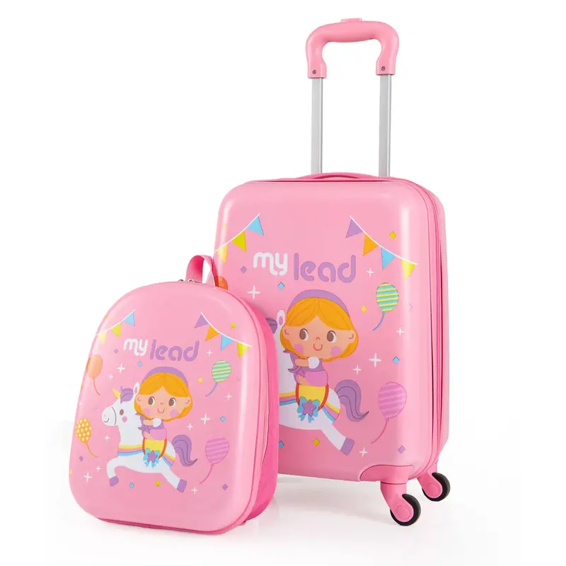 Pink 2-Piece Kids’ Spinner Luggage Set Designed for Young Travelers of All Genders