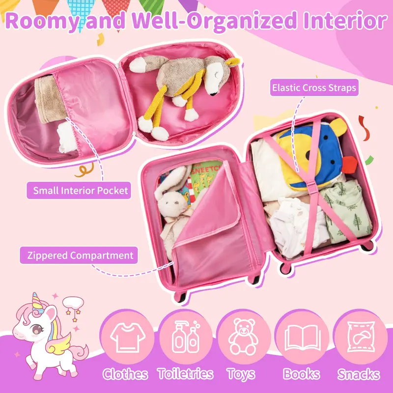 Pink 2-Piece Kids’ Spinner Luggage Set Designed for Young Travelers of All Genders 2