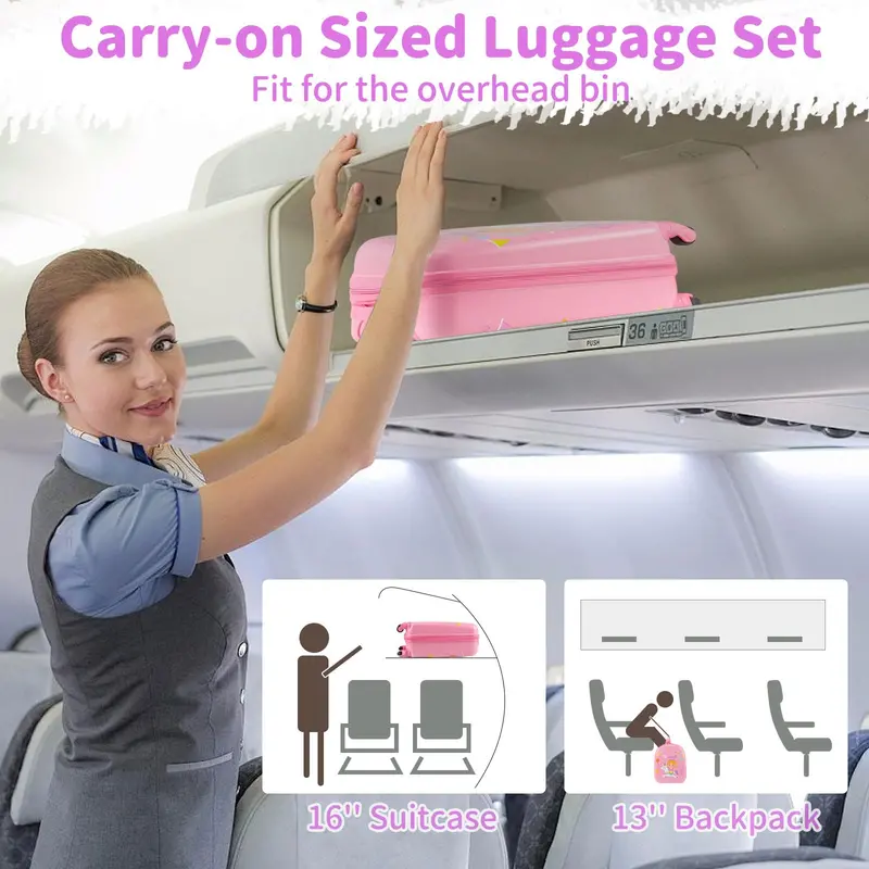 Pink 2-Piece Kids’ Spinner Luggage Set Designed for Young Travelers of All Genders