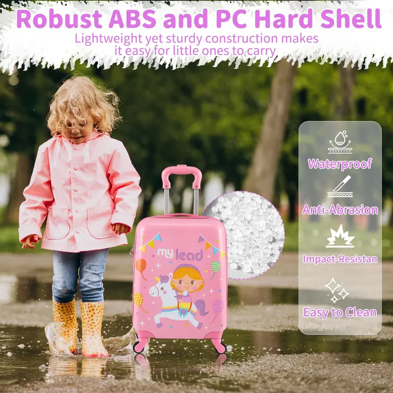 Pink 2-Piece Kids’ Spinner Luggage Set Designed for Young Travelers of All Genders