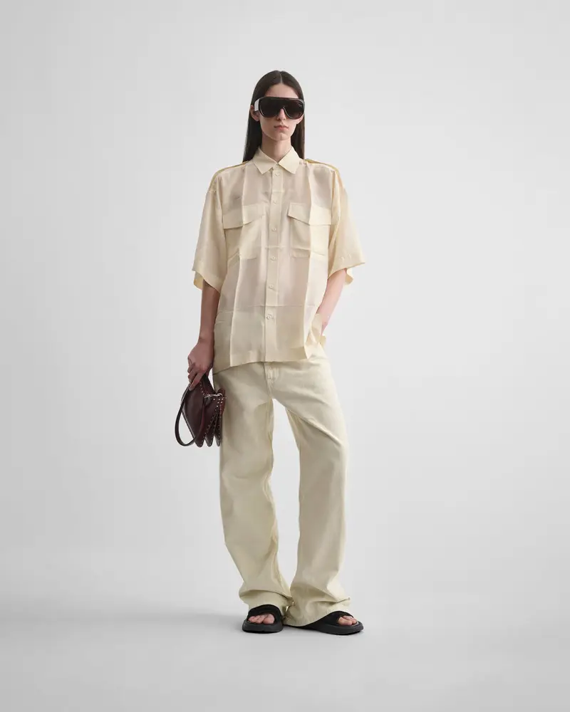 Pistachio Cotton Zip-Back Relaxed-Fit Jeans