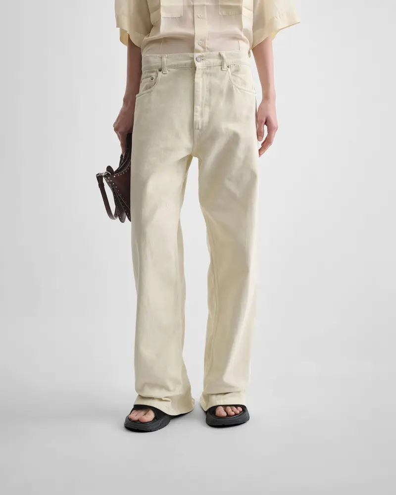 Pistachio Cotton Zip-Back Relaxed-Fit Jeans