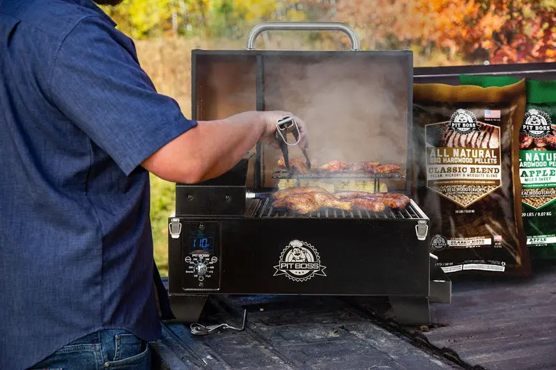 Pit Boss Portable Pellet Grill – Tabletop Copper-Finished Smoker and Grill Combo