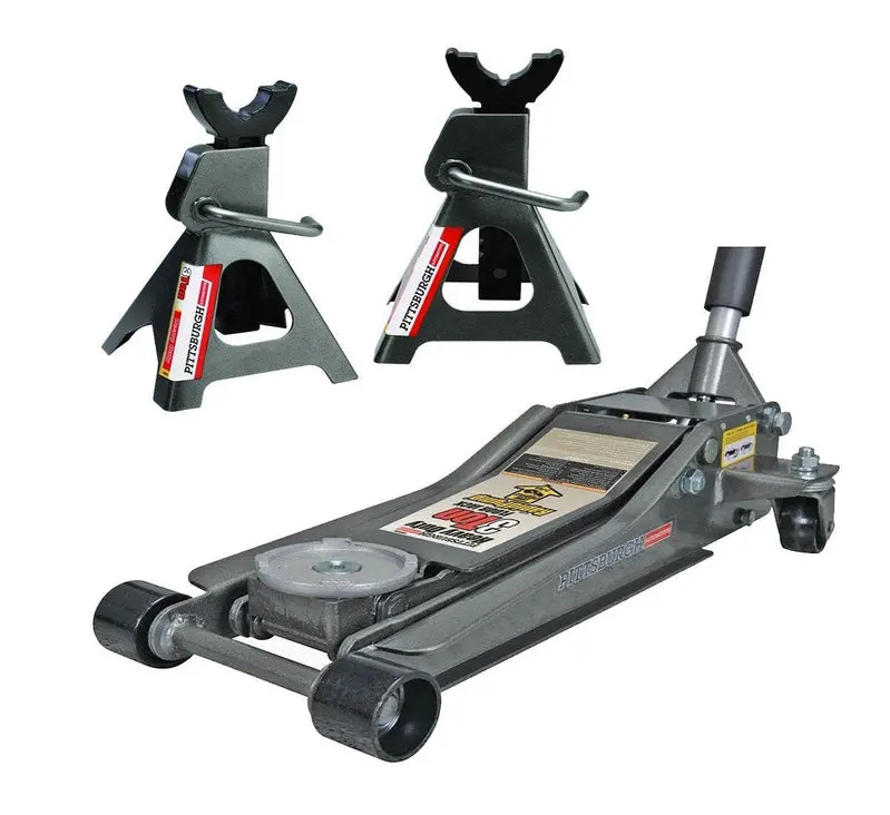 Pittsburg 3-Ton Low-Profile Floor Jack Kit – Includes Dual Stands & Rapid Pump Quick-Lift Mechanism