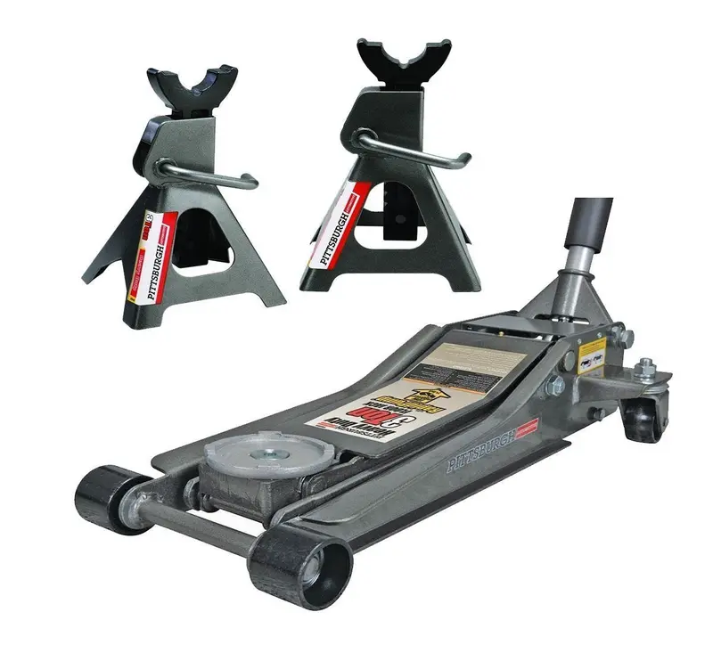 Pittsburg Low-Profile Floor Jack Kit – 3-Ton Rapid-Pump Lift with Matching Stands (2025 Edition)