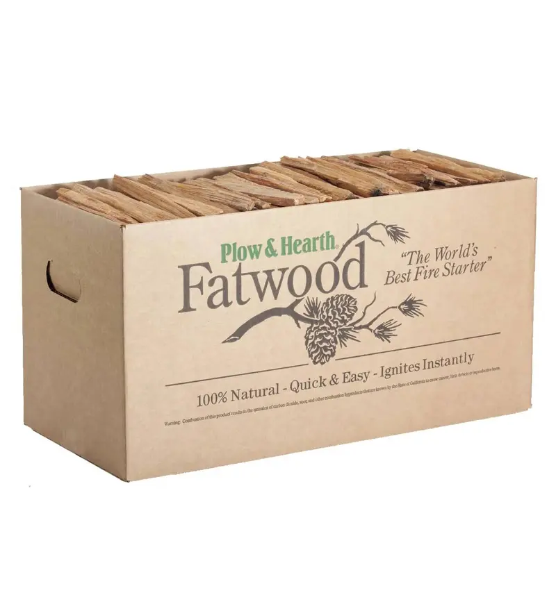 Plow & Hearth Fatwood Fire Starter Bundle – 35 lb Box in Black and Gray