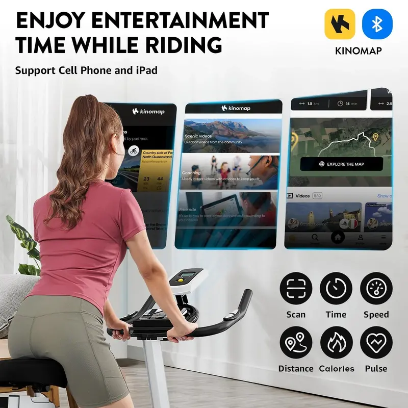 Pooboo Magnetic Indoor Cycling Bike – 350 lb Capacity, 40 lb Precision Flywheel, Compact Home Fitness Solution