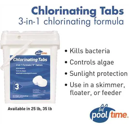Pool Time Slow-Dissolve Chlorinating Tablets – 35 lb Residential Pool Sanitizer Pack