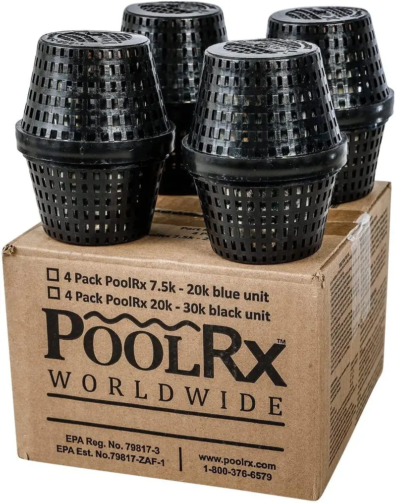 PoolRx Copper-Based Algaecide Units – 4-Pack Black Model for 20,000–30,000 Gallon Pools