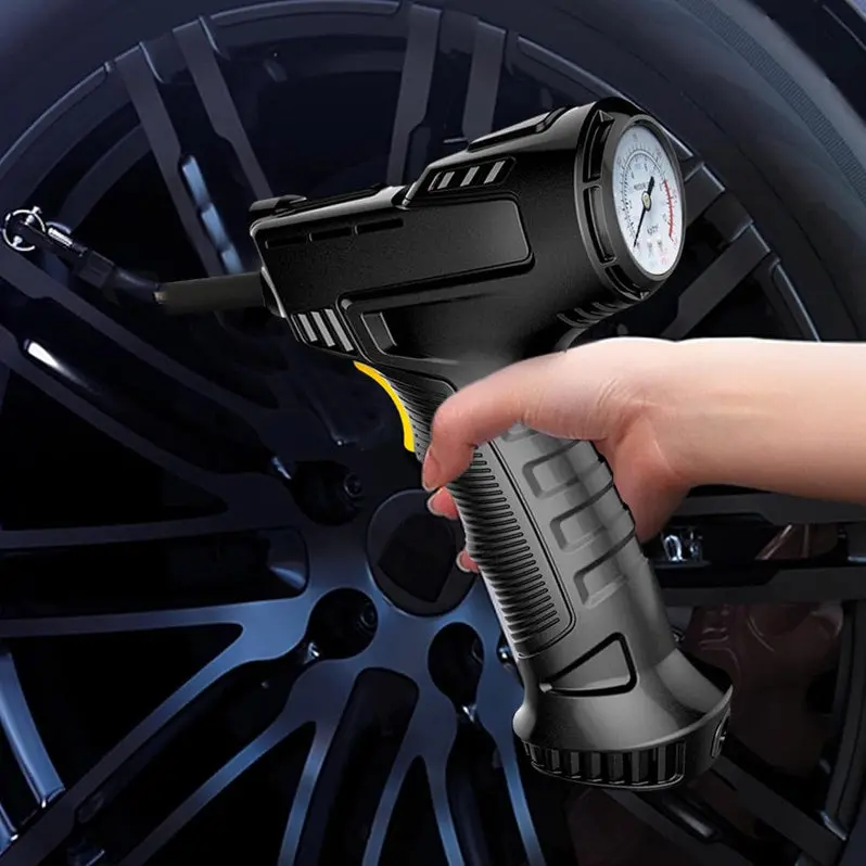 Portable 12V Tire Inflator with Emergency LED Flashlight & Digital Pressure Gauge