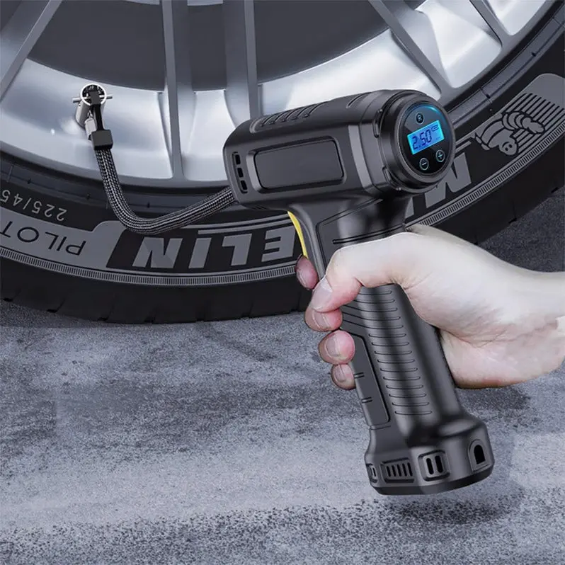 Portable 12V Tire Inflator with Emergency LED Flashlight & Digital Pressure Gauge