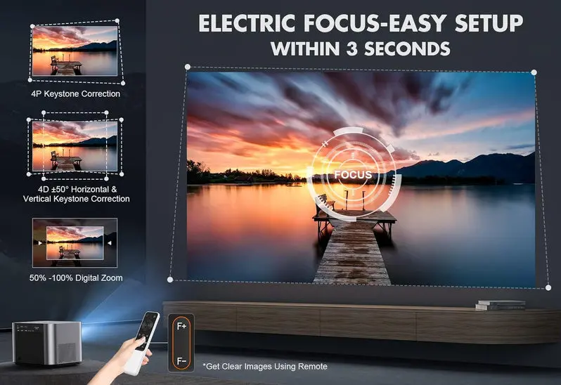 Portable 5G WiFi & Bluetooth Projector – 800 ANSI Lumens Home Theater Display with Compact Design
