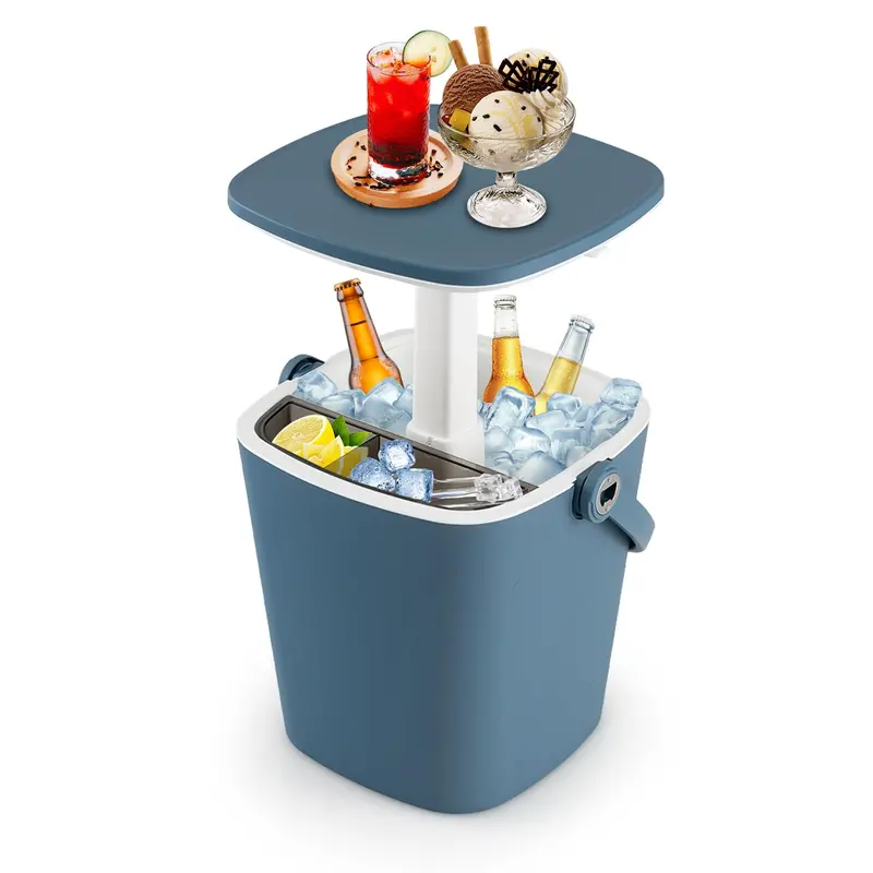 Portable Cooler Table – 4-Gallon All-Weather Beverage Chiller with Integrated Carry Handle and Stable Base