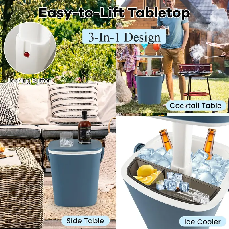 Portable Cooler Table – 4-Gallon All-Weather Beverage Chiller with Integrated Carry Handle and Stable Base