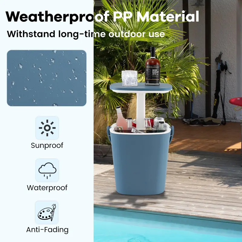 Portable Cooler Table – 4-Gallon All-Weather Beverage Chiller with Integrated Carry Handle and Stable Base