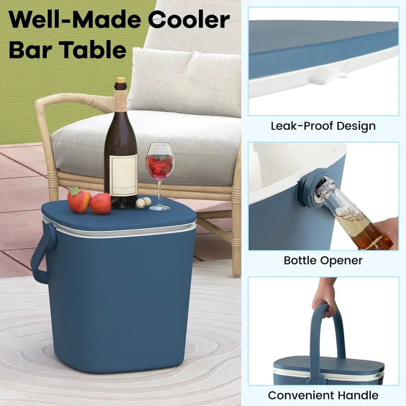 Portable Cooler Table – 4-Gallon All-Weather Beverage Chiller with Integrated Carry Handle and Stable Base