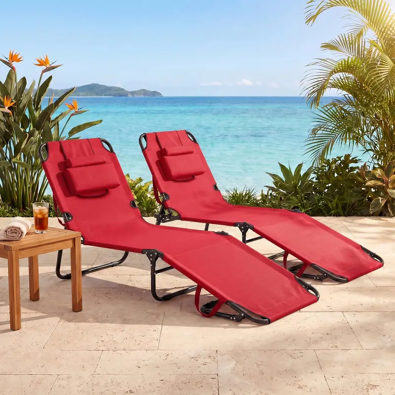 Portable Foldable Tanning Chair – Beach or Poolside Lounge with Adjustable Face Opening 2