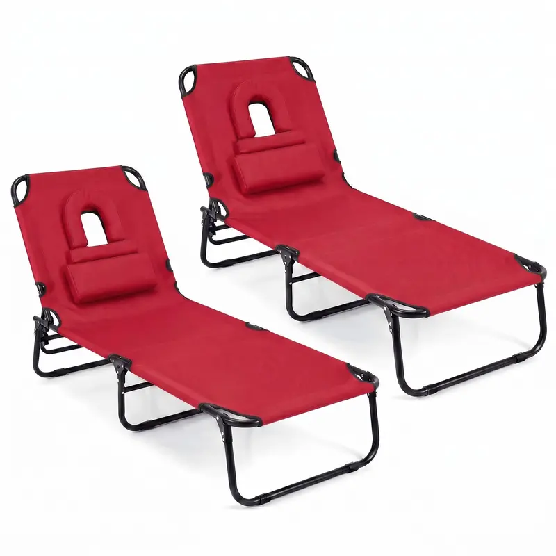 Portable Foldable Tanning Chair – Beach or Poolside Lounge with Adjustable Face Opening