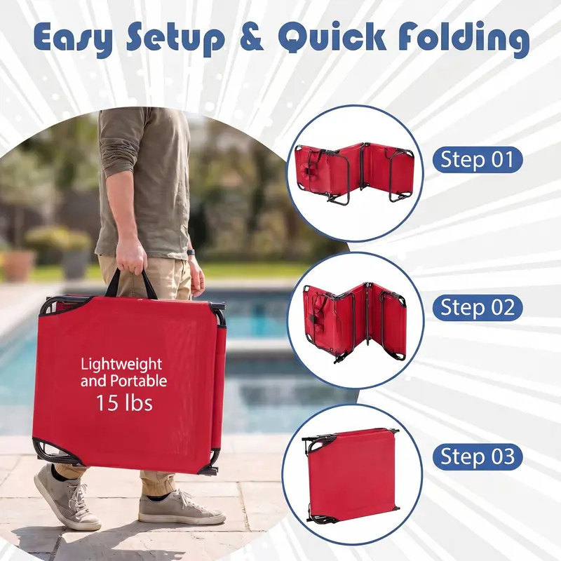 Portable Foldable Tanning Chair – Beach or Poolside Lounge with Adjustable Face Opening