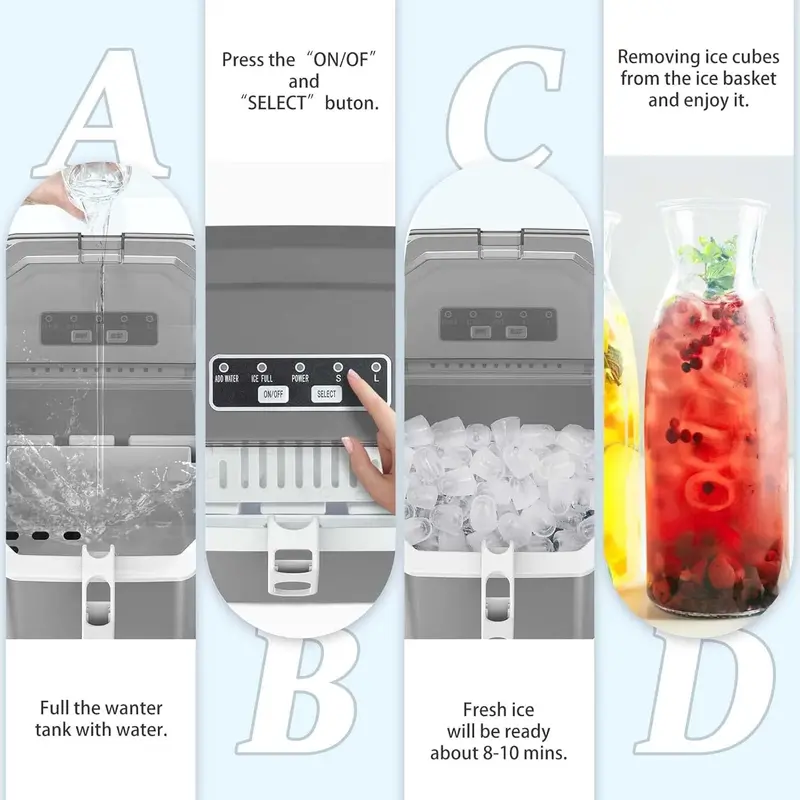 Portable Ice Maker – Produces 9 Cubes in 6 Minutes; 26.5 lbs/Day Output with Dual Ice Modes