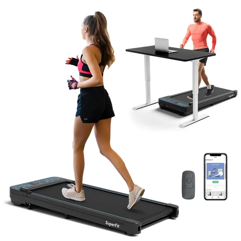 Portable Under-Desk Walking Pad – Compact 300 LB Capacity Treadmill with LED Display, App & Remote Connectivity