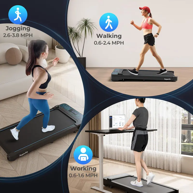 Portable Under-Desk Walking Pad – Compact 300 LB Capacity Treadmill with LED Display, App & Remote Connectivity 2