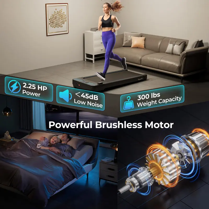 Portable Under-Desk Walking Pad – Compact 300 LB Capacity Treadmill with LED Display, App & Remote Connectivity