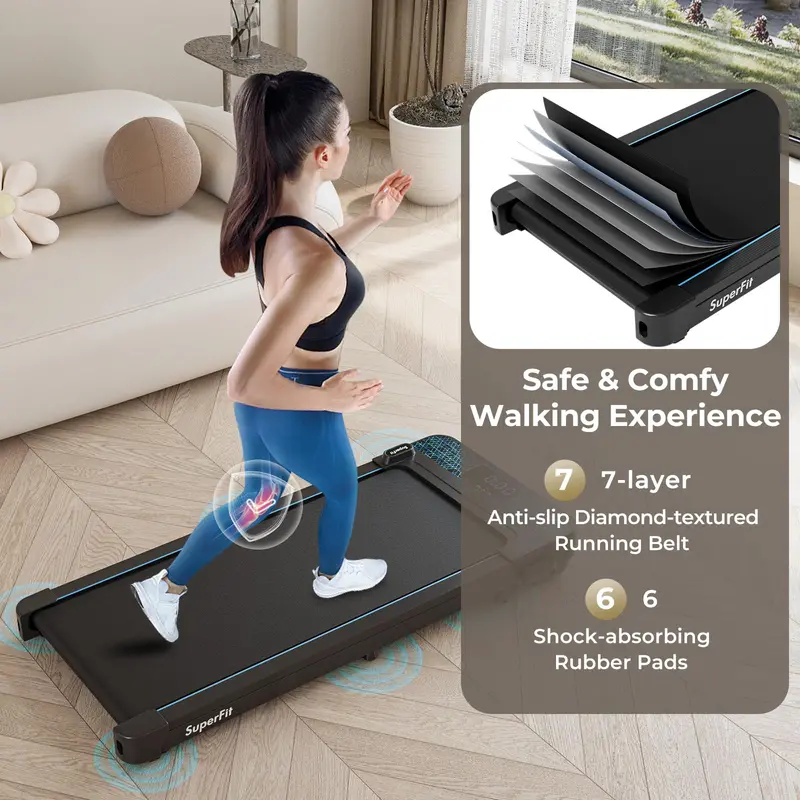 Portable Under-Desk Walking Pad – Compact 300 LB Capacity Treadmill with LED Display, App & Remote Connectivity