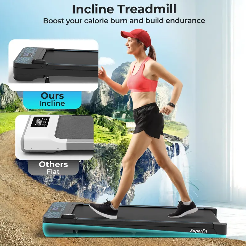 Portable Under-Desk Walking Pad – Compact 300 LB Capacity Treadmill with LED Display, App & Remote Connectivity