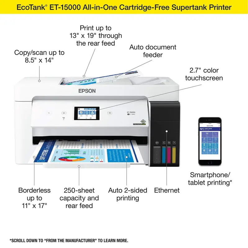 Portable Wireless Color All-in-One Inkjet Printer with Scan, Copy, and Mobile Printing