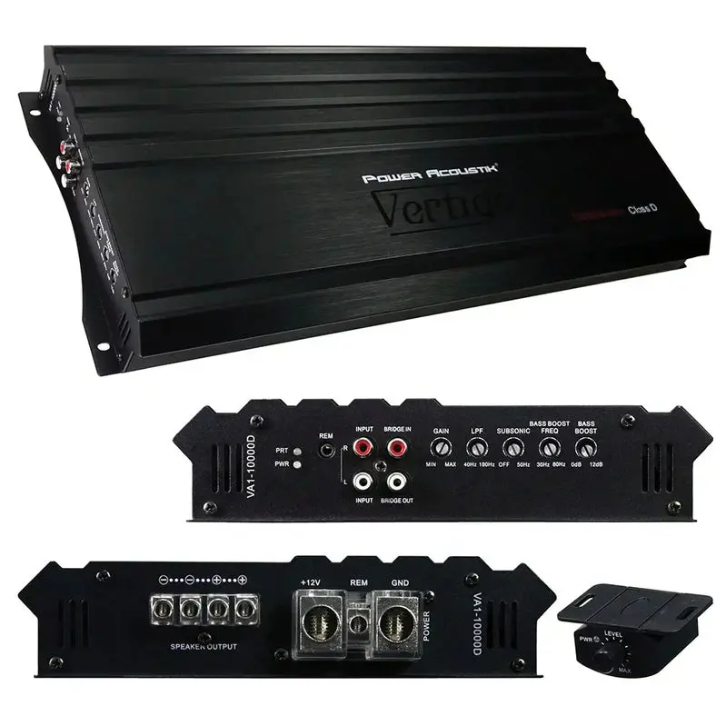 Power Acoustik 10,000W Class D Mono Car Amplifier for 1-Ohm Stable Subwoofer Operation