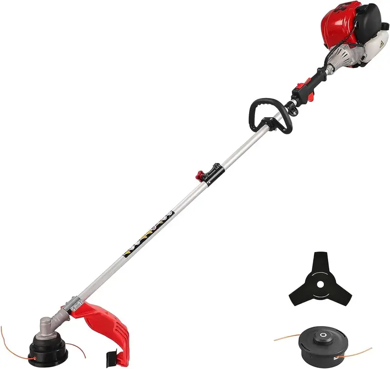 PowerSmart 31cc 4-Cycle Gas String Trimmer – Straight-Shaft Brush and Weed Control Tool Weighing 15 lbs