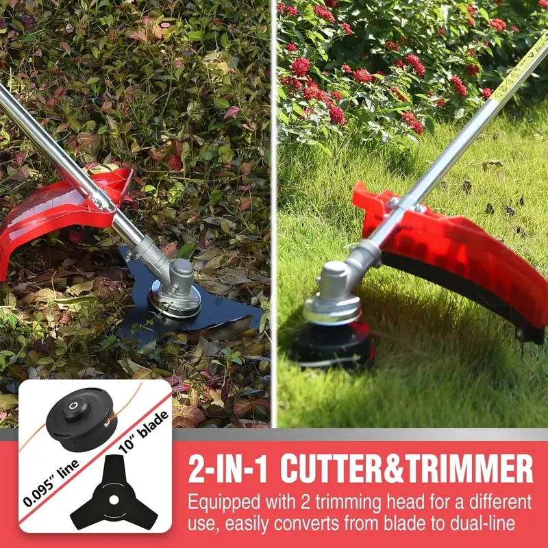 PowerSmart 31cc 4-Cycle Gas String Trimmer – Straight-Shaft Brush and Weed Control Tool Weighing 15 lbs