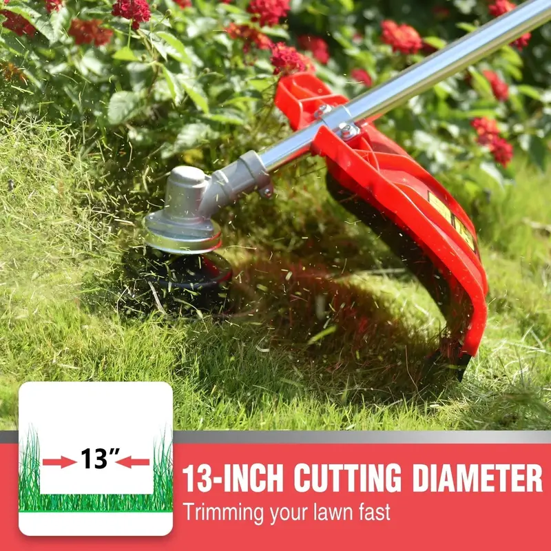 PowerSmart 31cc 4-Cycle Gas String Trimmer – Straight-Shaft Brush and Weed Control Tool Weighing 15 lbs