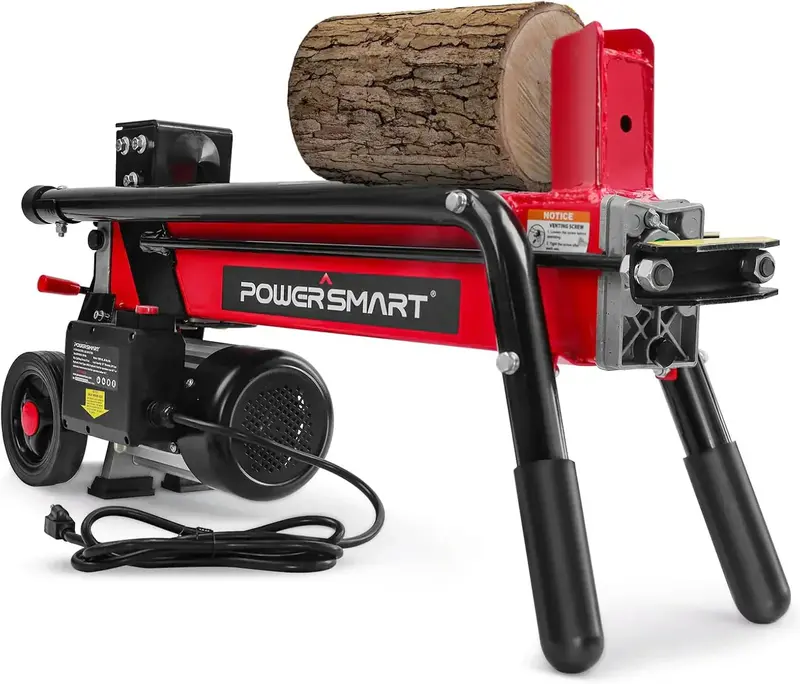PowerSmart 7-Ton Horizontal Electric Log Splitter Featuring Full-Beam Steel Wedge