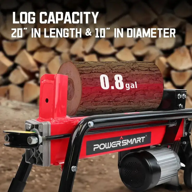 PowerSmart 7-Ton Horizontal Electric Log Splitter Featuring Full-Beam Steel Wedge