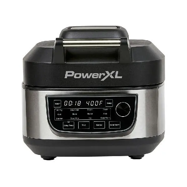 PowerXL Grill & Air Fryer Combo Plus – 12-in-1 Stainless Steel Indoor Cooker (1550W)
