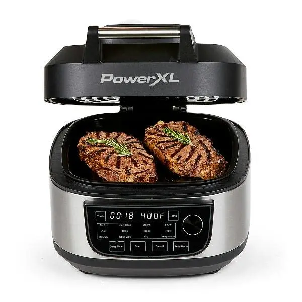 PowerXL Grill & Air Fryer Combo Plus – 12-in-1 Stainless Steel Indoor Cooker (1550W)