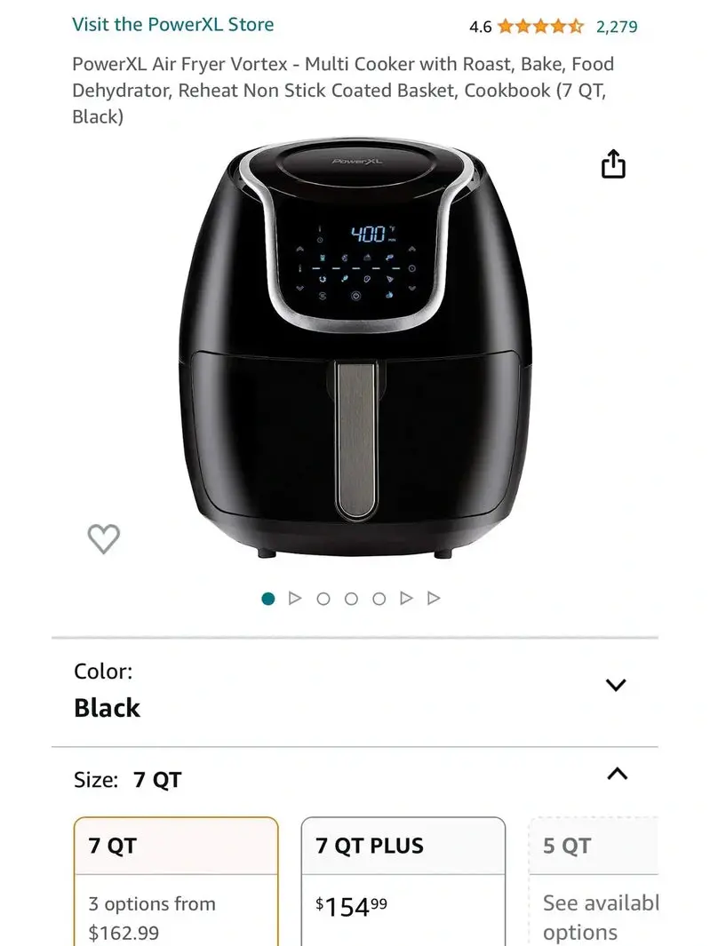 PowerXL Vortex Air Fryer Multi-Cooker: Roast, Bake, Dehydrate & Reheat in One Non-Stick Unit