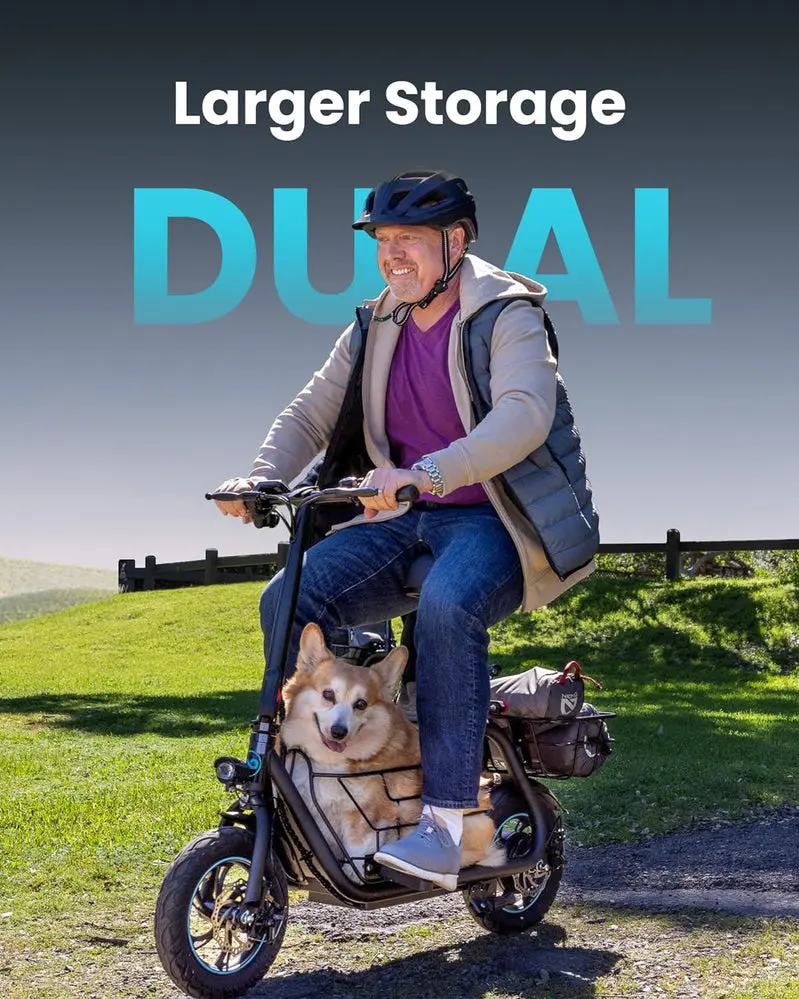 Practical Cargo-Capable Electric Scooter – 550W Motor, Integrated Front Basket, Ideal for Groceries & Errands
