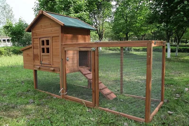 Pre-Assembled 80-Inch Wooden Chicken Coop – Complete Poultry Housing with Integrated Run Enclosure