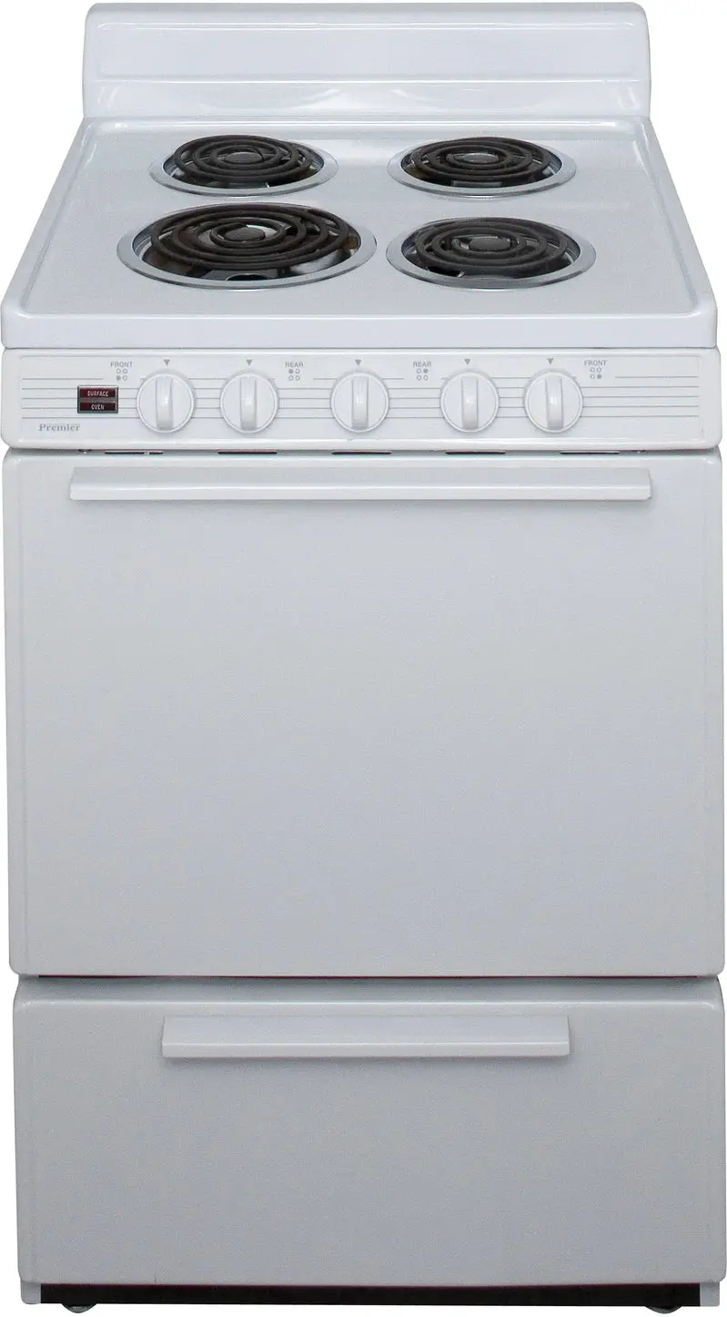 Premier 24-Inch Built-In Electric Range: Freestanding White Oven and Cooktop