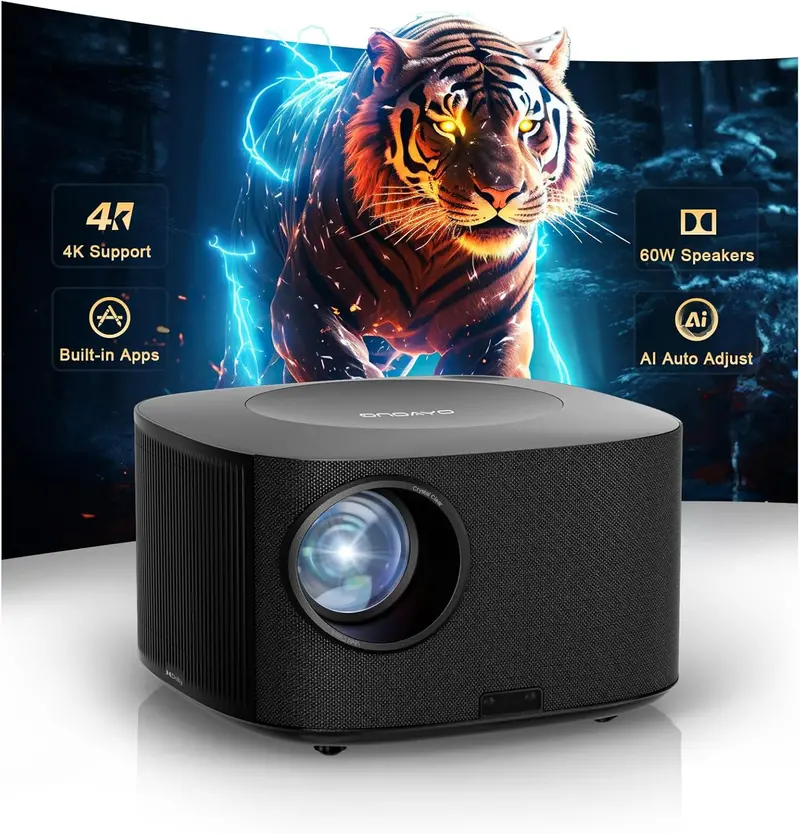 Premium 4K Smart Projector with 3500 ANSI Lumens, 60W Dolby Audio, and Multi-Platform App Support
